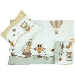 Lenjerie pat copii bufnite bej
