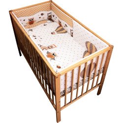 Lenjerie patut bebe cu 5 piese  bufnita bej