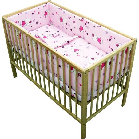 Lenjerie patut bebe cu 5 piese pisicuta cu floricele roz