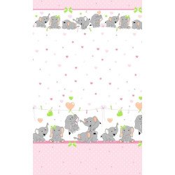 Lenjerie patut bebe cu 4 piese ursuletul pe semiluna roz