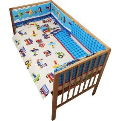 Lenjerie patut bebe cu 5 piese cu avioane