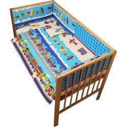 Lenjerie patut bebe cu 5 piese cu avioane