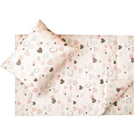 Lenjerie pat copii inimioare roz 100x135 cm, 40x50 cm