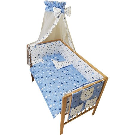 Lenjerie patut bebe cu 7 piese stelute cu doua fete