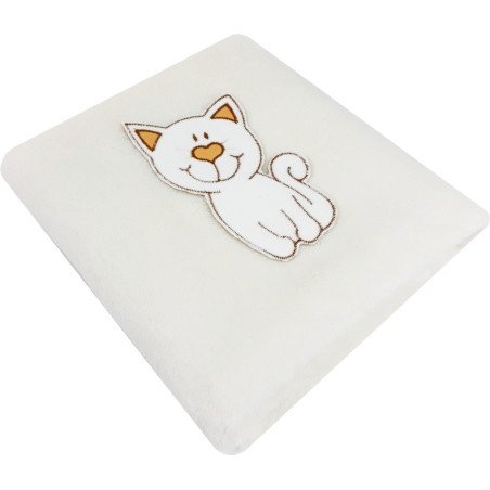 Paturica polar pisicuta alb cu bej