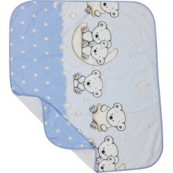 Paturica de vara subtire din bumbac ursuletul pe semiluna albastru