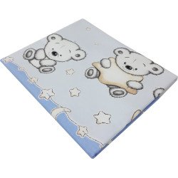 Paturica de vara subtire din bumbac ursuletul pe semiluna albastru