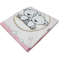 Paturica de vara subtire din bumbac ursuletul pe semiluna roz