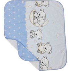 Paturica de vara subtire din bumbac ursuletul pe semiluna albastru