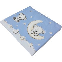 Paturica de vara subtire din bumbac ursuletul pe semiluna albastru