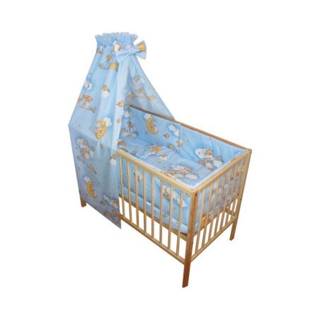 Lenjerie patut bebe cu 6 piese ursuletul somnoros albastru