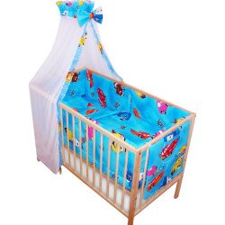 Lenjerie patut bebe cu 7 piese masinute