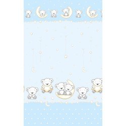 Lenjerie patut bebe cu 3 piese ursuletul pe semiluna albastru