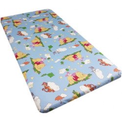 Cearceaf cu elastic ursuletul si amicii albastru
