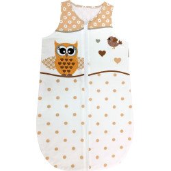 Sac de dormit vara Bufnite bej cu alb