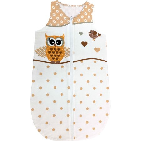 Sac de dormit vara subtire Bufnite bej cu alb