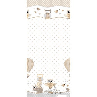 Fata de perna si plapuma din bumbac bufnite bej 100x135cm, 40x50 cm