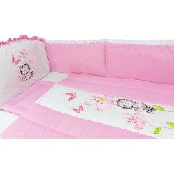 Lenjerie patut bebe cu 5 piese exclusiv pisicuta curioasa roz