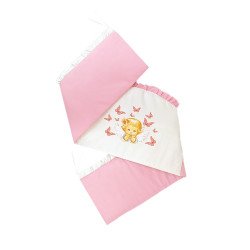 Aparatoare laterala pentru patut cu volanase si bolta ingeras roz