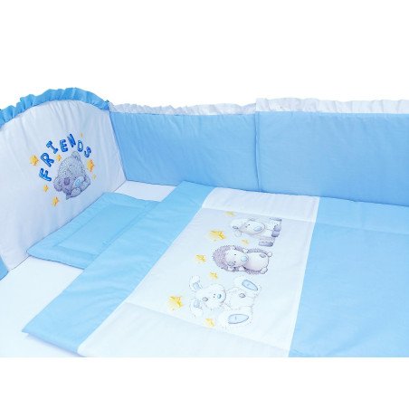 Lenjerie patut bebe cu 5 piese albastru Friends