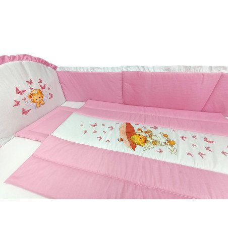 Lenjerie patut bebe cu 5 piese exclusiv ingeras roz