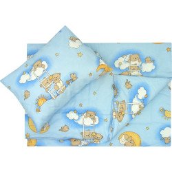 Fata de perna si plapuma din bumbac pisicuta crem100x135cm, 40x50 cm