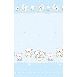 Fata de perna si plapuma din bumbac ursuletul somnoros albastru 100x135cm, 40x50 cm