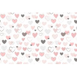 Fata de perna si plapuma din bumbac inimioare roz 100x135cm, 40x50 cm