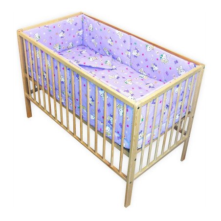 Lenjerie patut bebe cu 5 piese pisicuta mov