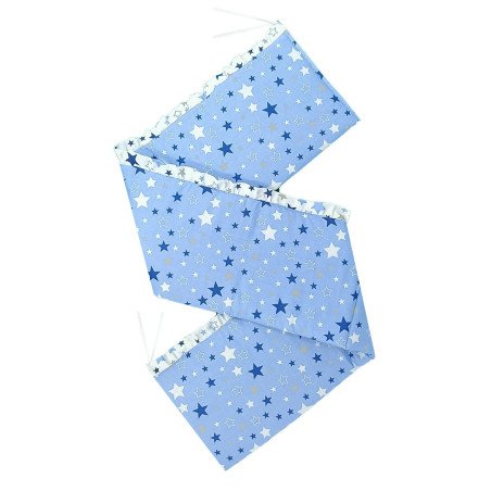 Aparatoare laterala pentru patut cu volanase stelute albastru