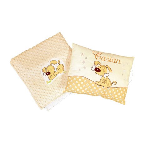 Perna si paturica brodata catelusi Minky