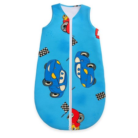 Sac de dormit vara subtire din bumbac masinute albastru