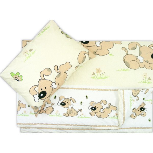 Fata de perna si plapuma din bumbac catelusi 100x135cm, 40x50 cm