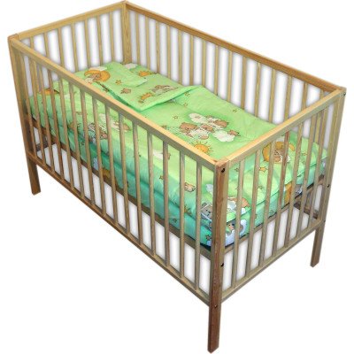 Lenjerie patut bebe cu 5 piese ursuletul somnoros verde