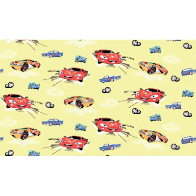 Lenjerie pat copii masinute crem din bumbac 100x135 cm, 40x50 cm