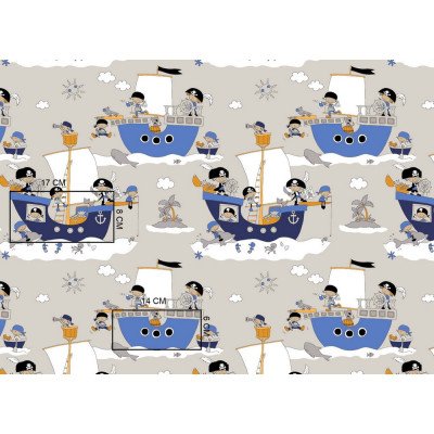 Lenjerie pat copii din bumbac piratii 100x 135 cm, 40x50 cm