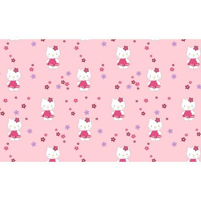 Lenjerie pat copii din bumbac pisicuta cu floricele roz