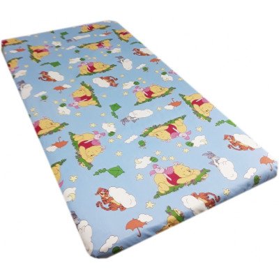 Lenjerie patut bebe din bumbac cu 5 piese ursuletul si amicii albastru