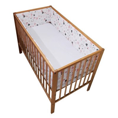 Lenjerie patut bebe din bumbac cu 5 piese inimioare roz