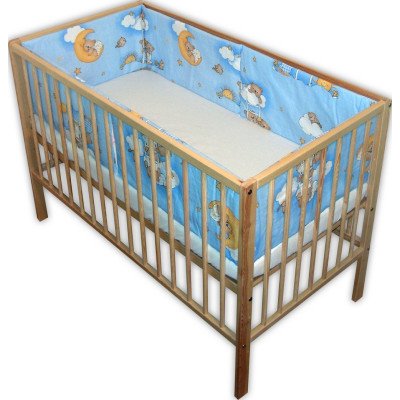 Lenjerie patut bebe din bumbac cu 5 piese ursuletu somnoros albastru