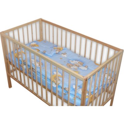 Lenjerie patut bebe din bumbac cu 5 piese ursuletu somnoros albastru