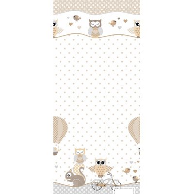 Cearceaf cu elastic din bumbac  bufnita bej