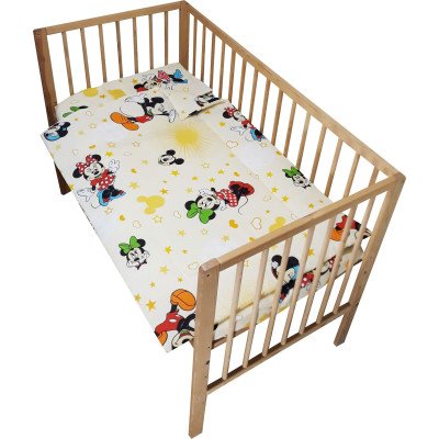 Lenjerie patut bebe din bumbac cu 7 piese soricelul multicolor