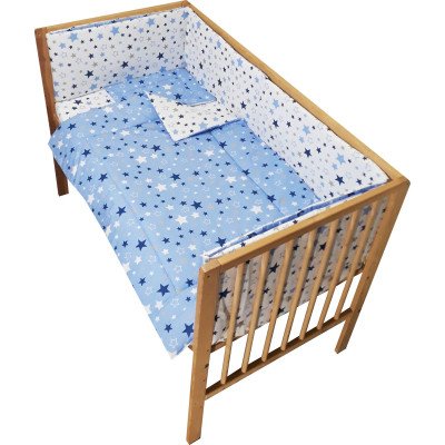 Lenjerie patut bebe cu 7 piese stelute cu doua fete