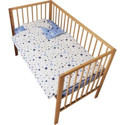 Lenjerie patut bebe cu 7 piese stelute cu doua fete