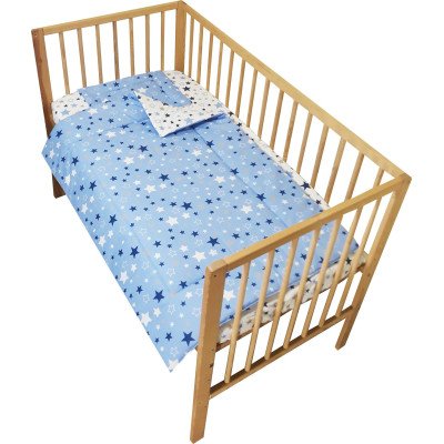 Lenjerie patut bebe cu 7 piese stelute cu doua fete