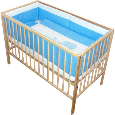 Lenjerie patut bebe brodat cu 7 piese albastru