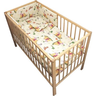 Lenjerie patut bebe cu 6 piese  Ursuletul si amicii crem