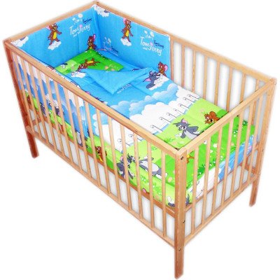 Lenjerie patut bebe cu 5 piese Tom cu baldachin