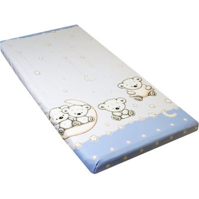 Lenjerie patut bebe cu 3 piese ursuletul pe semiluna albastru